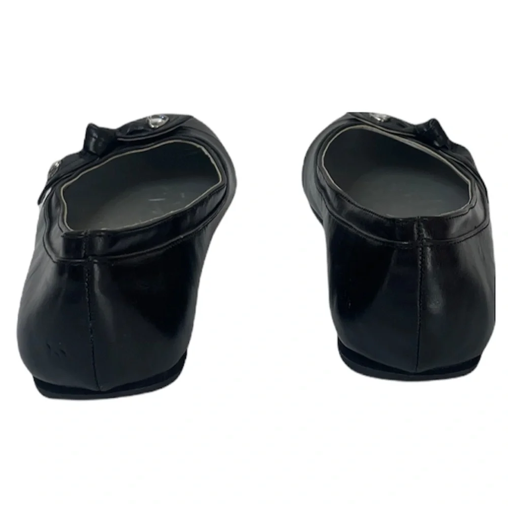 Black Sparkling Hearts & Bow Girls Dress Flats Girls Size 4